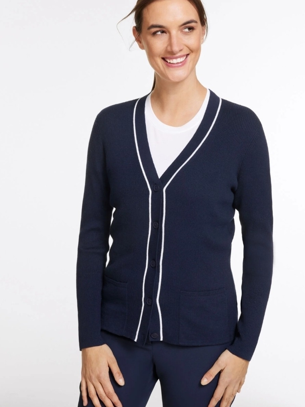 NWT Talbots Coolmax Golf Cardigan Indigo Blue 3XP